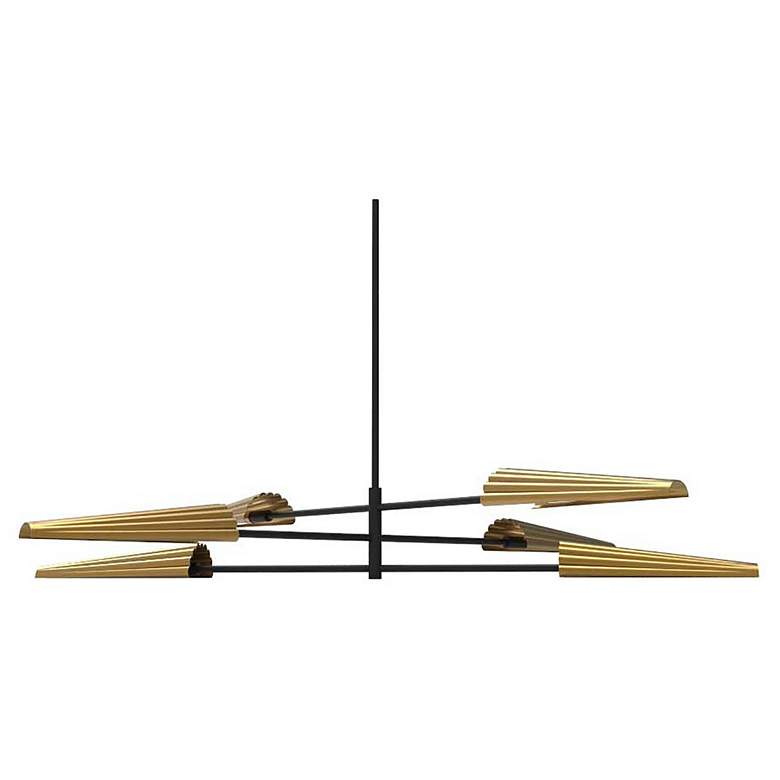 Image 1 Cassie 47 3/4"W Black and Brass 6-Light 3-Tier Chandelier