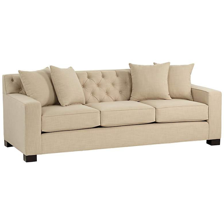 Image 1 Cassie 90 inch Wide Linen Sand Tufted Sofa