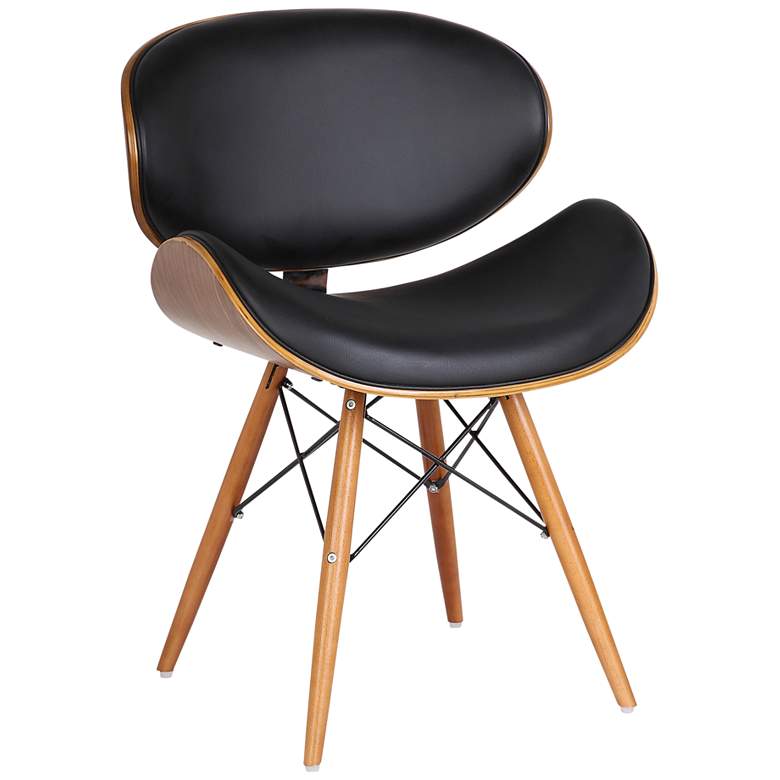 Image 2 Cassie Black Faux Leather and Walnut Wood Dining Chair
