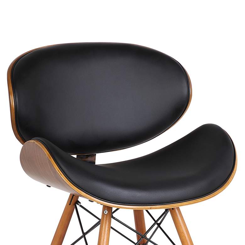 Image 3 Cassie Black Faux Leather and Walnut Wood Dining Chair more views
