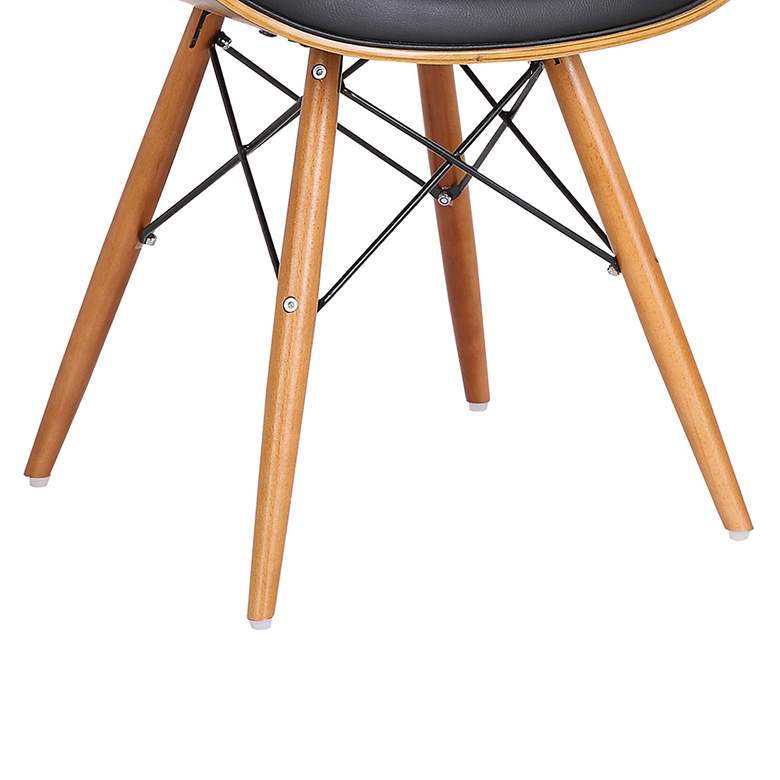 Image 4 Cassie Black Faux Leather and Walnut Wood Dining Chair more views