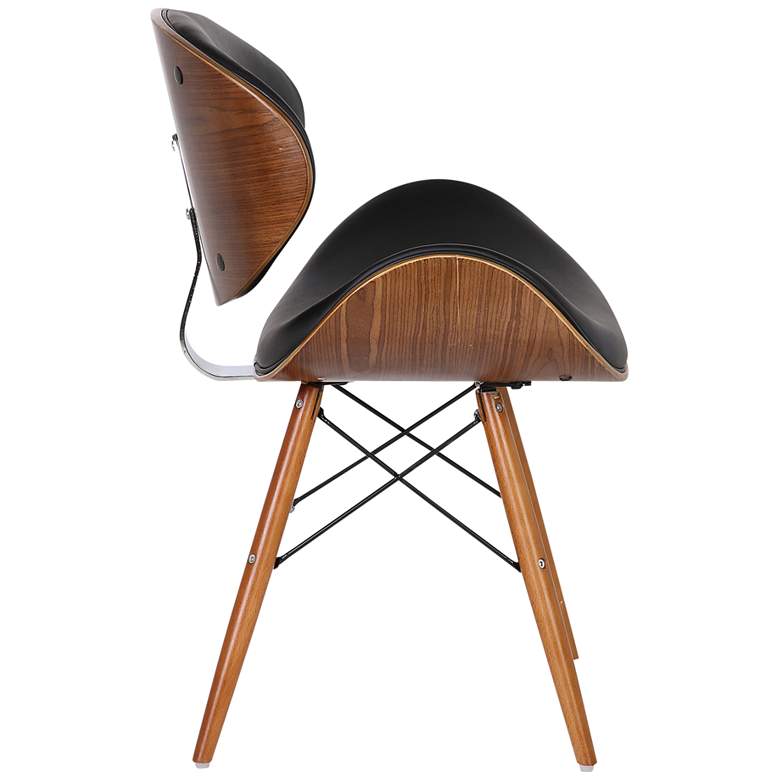 Image 5 Cassie Black Faux Leather and Walnut Wood Dining Chair more views