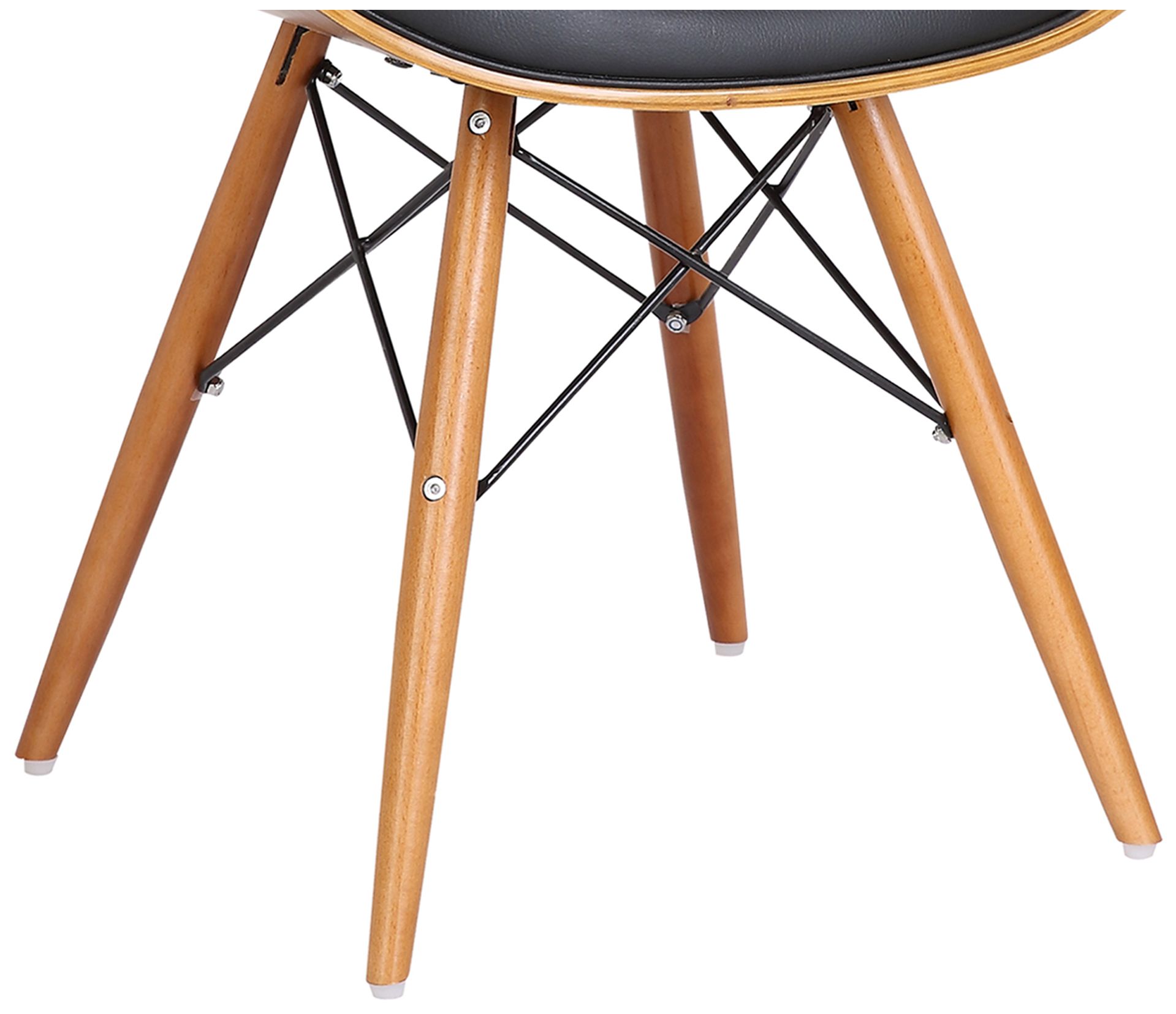 Image 7 Cassie Black Faux Leather and Walnut Wood Dining Chair more views