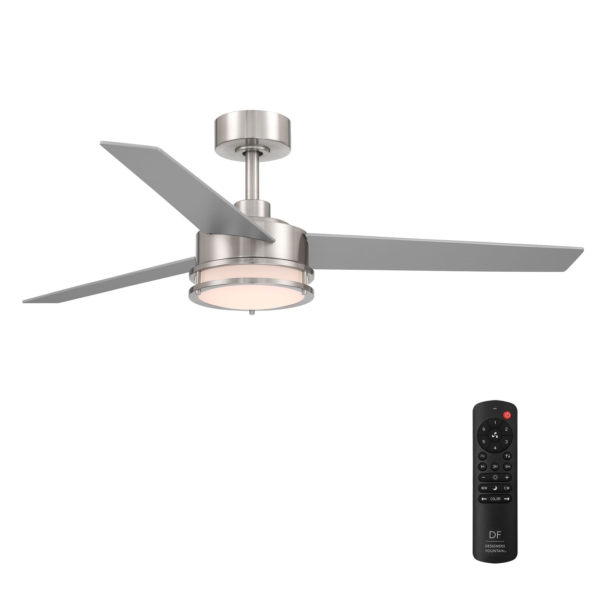 Image 4 Cassini 52 in. LED  Brushed Nickel Standard Mount Smart Ceiling Fan more views