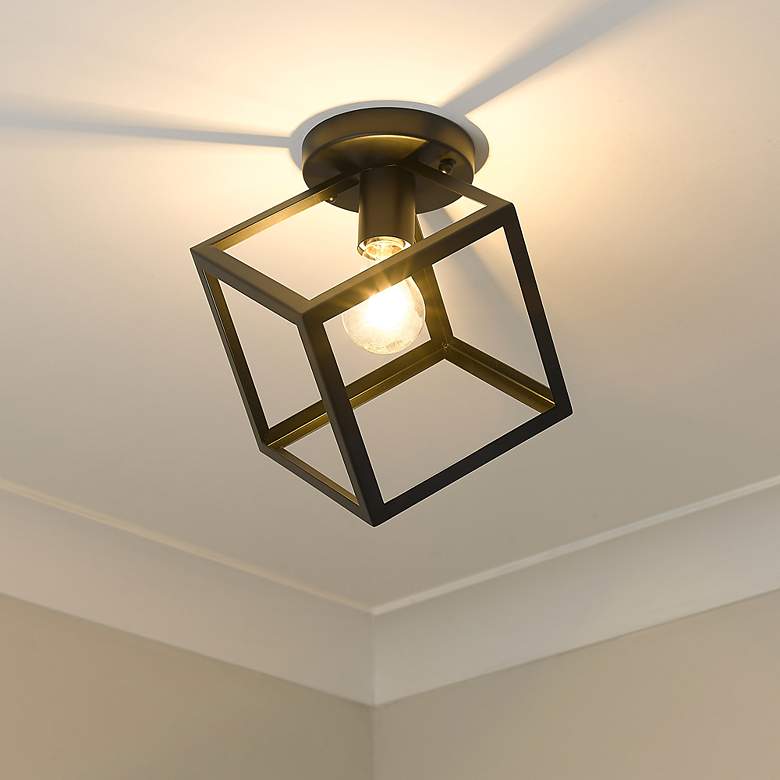 Image 1 Cassio 11 1/4" Wide Matte Black 1-Light Flush Mount