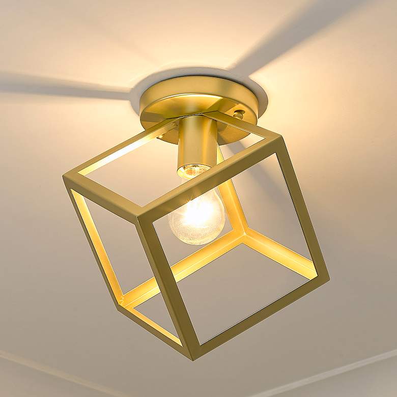 Image 1 Cassio 11 1/4" Wide Olympic Gold 1-Light Flush Mount