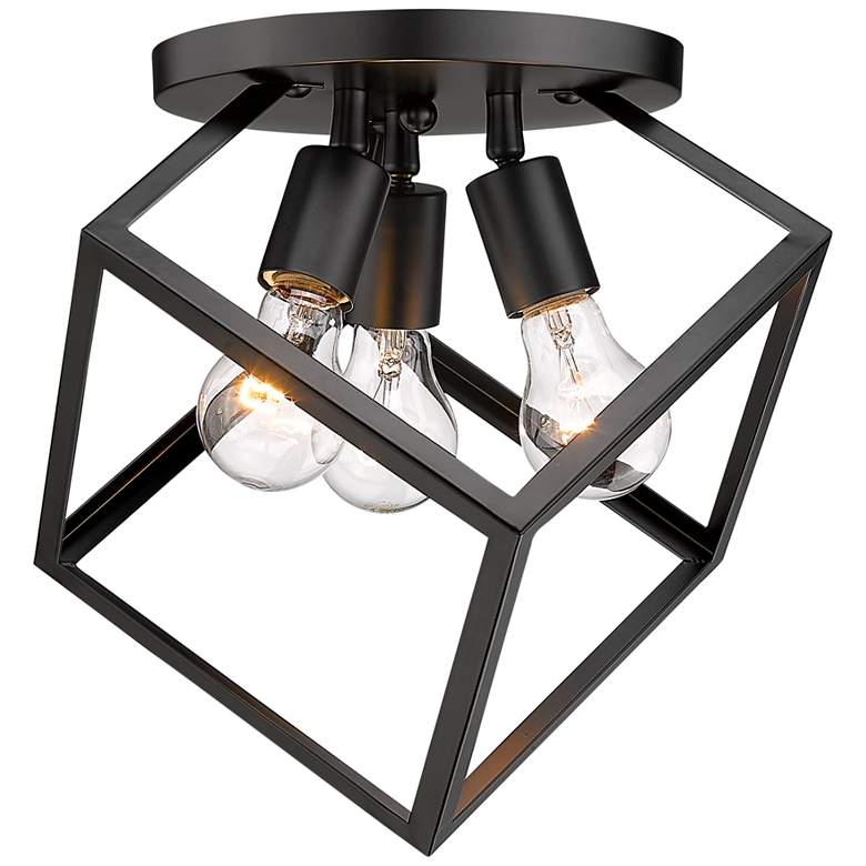 Image 2 Cassio 13 1/4" Wide Matte Black Metal 3-Light Ceiling Light