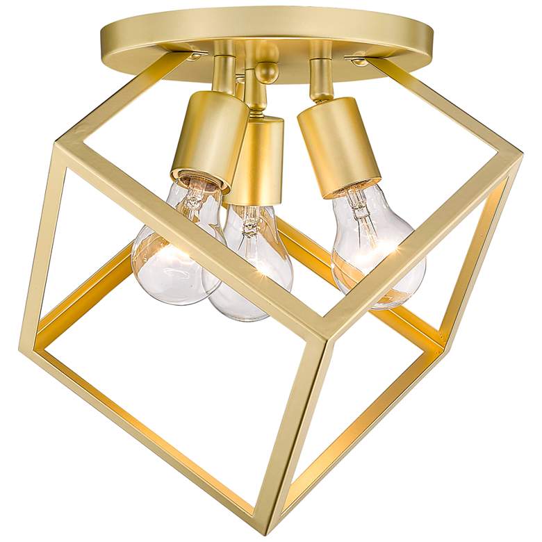 Image 2 Cassio 13 1/4 inch Wide Olympic Gold Metal 3-Light Ceiling Light