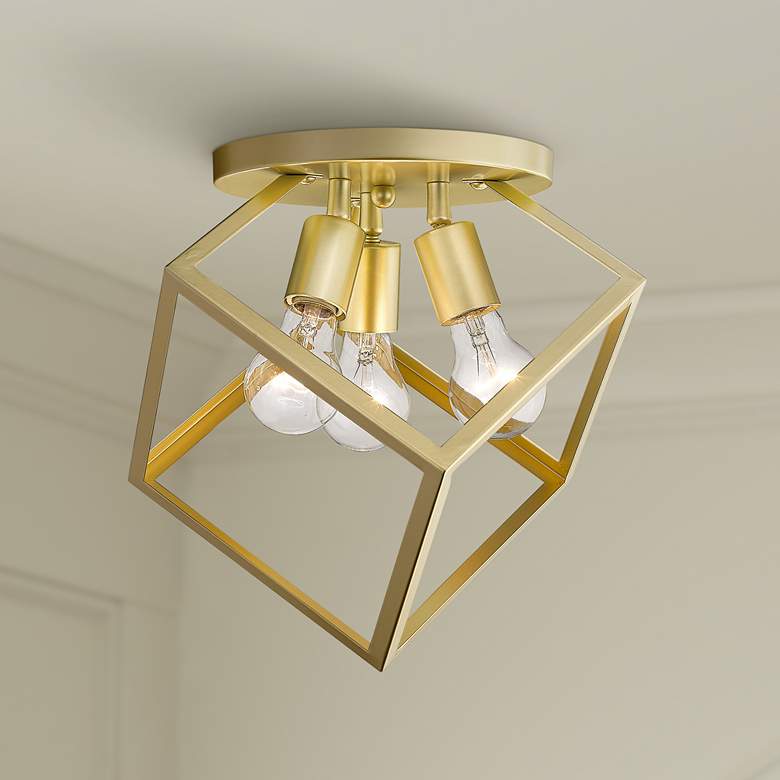 Image 1 Cassio 13 1/4" Wide Olympic Gold Metal 3-Light Ceiling Light