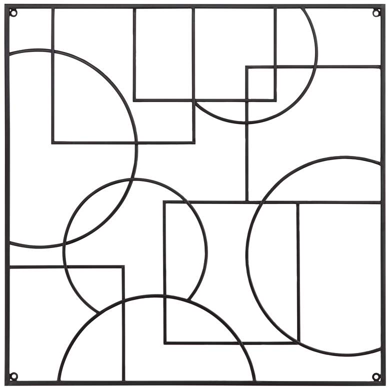 Image 2 Cassio 30" Square Matte Black Metal Wall Plaque