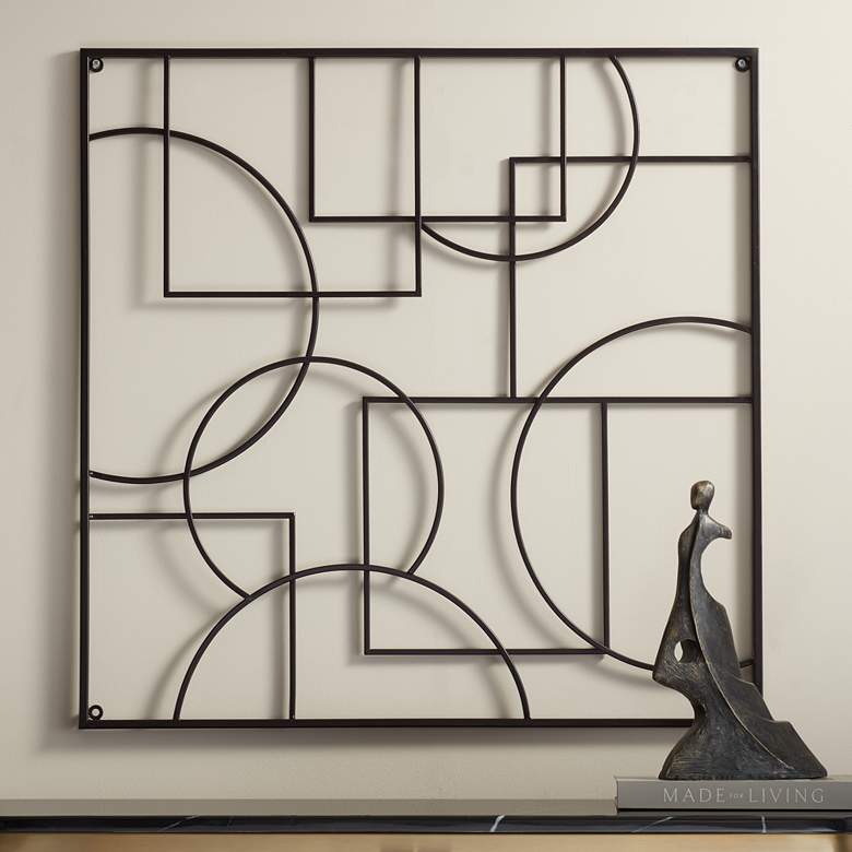 Image 1 Cassio 30" Square Matte Black Metal Wall Plaque