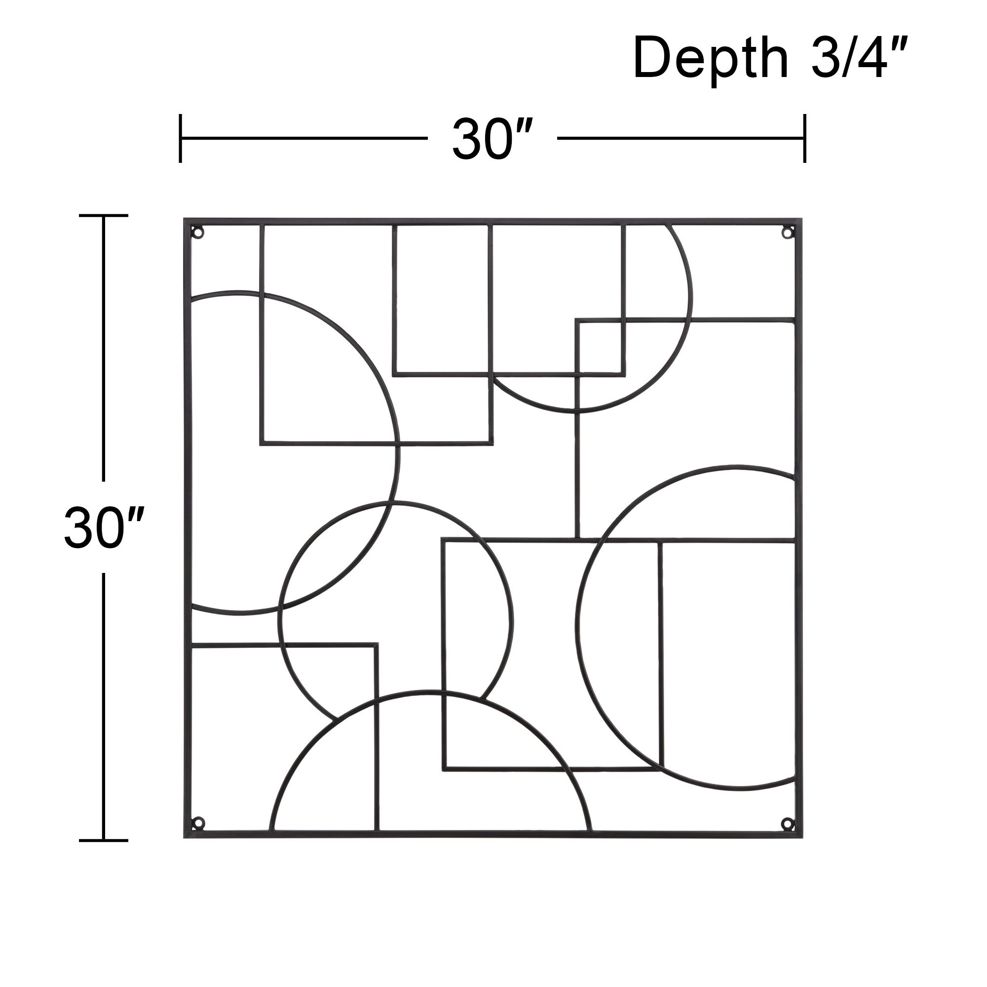 Cassio 30" Square Matte Black Metal Wall Plaque