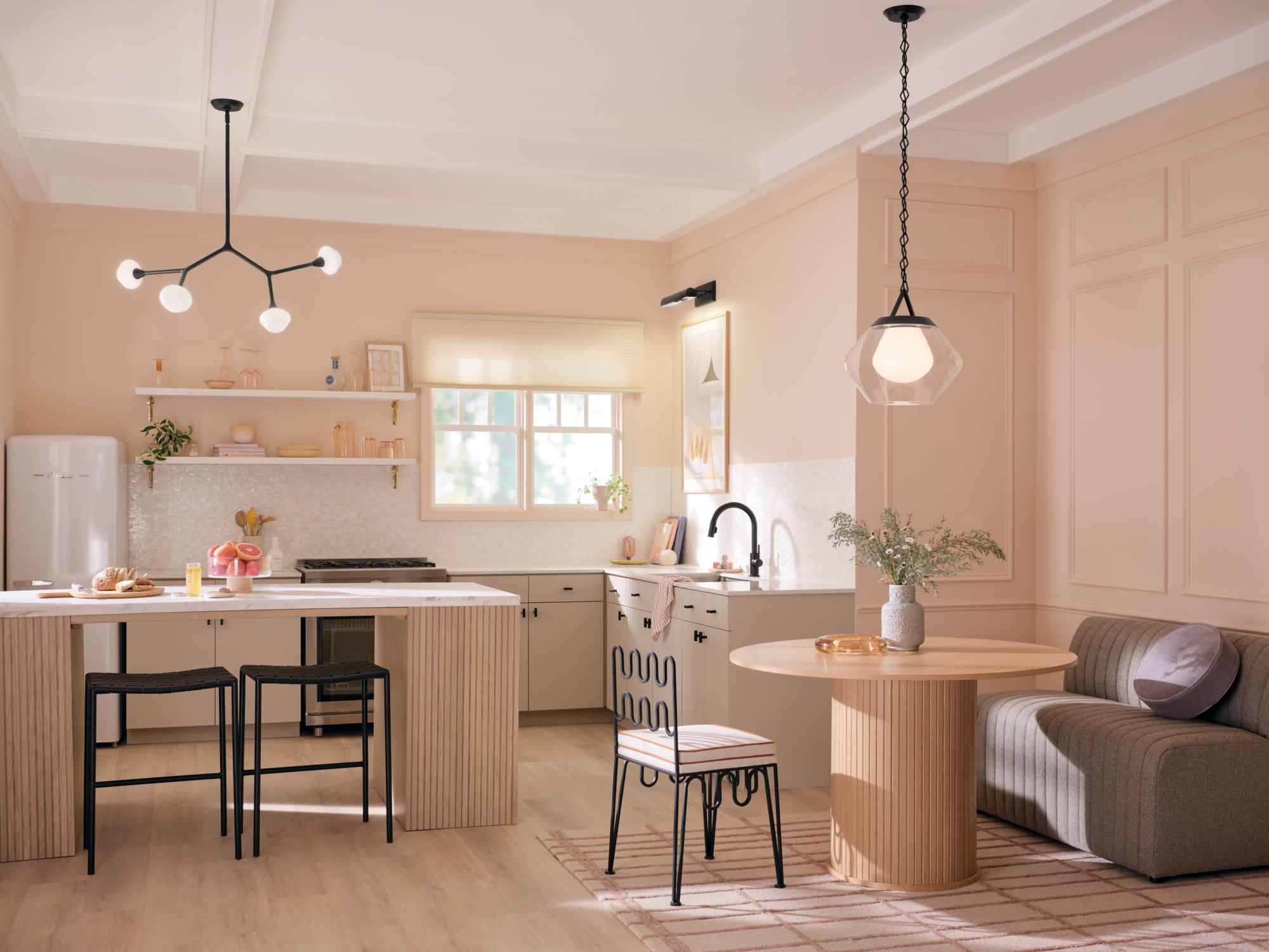 Image 3 Cassius 39.5 Inch 4 Light Convertible Chandelier with Opal Glass in Black more views