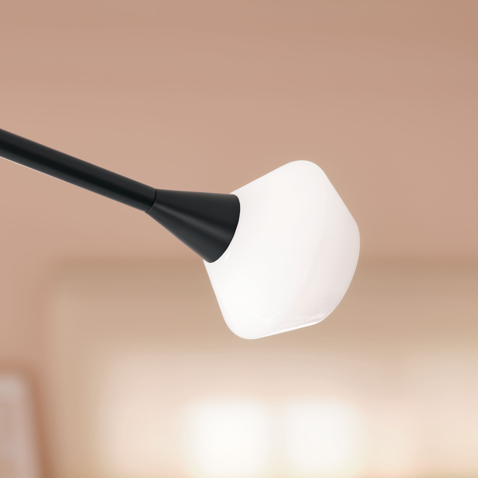 Cassius 39.5 Inch 4 Light Convertible Chandelier with Opal Glass in Black