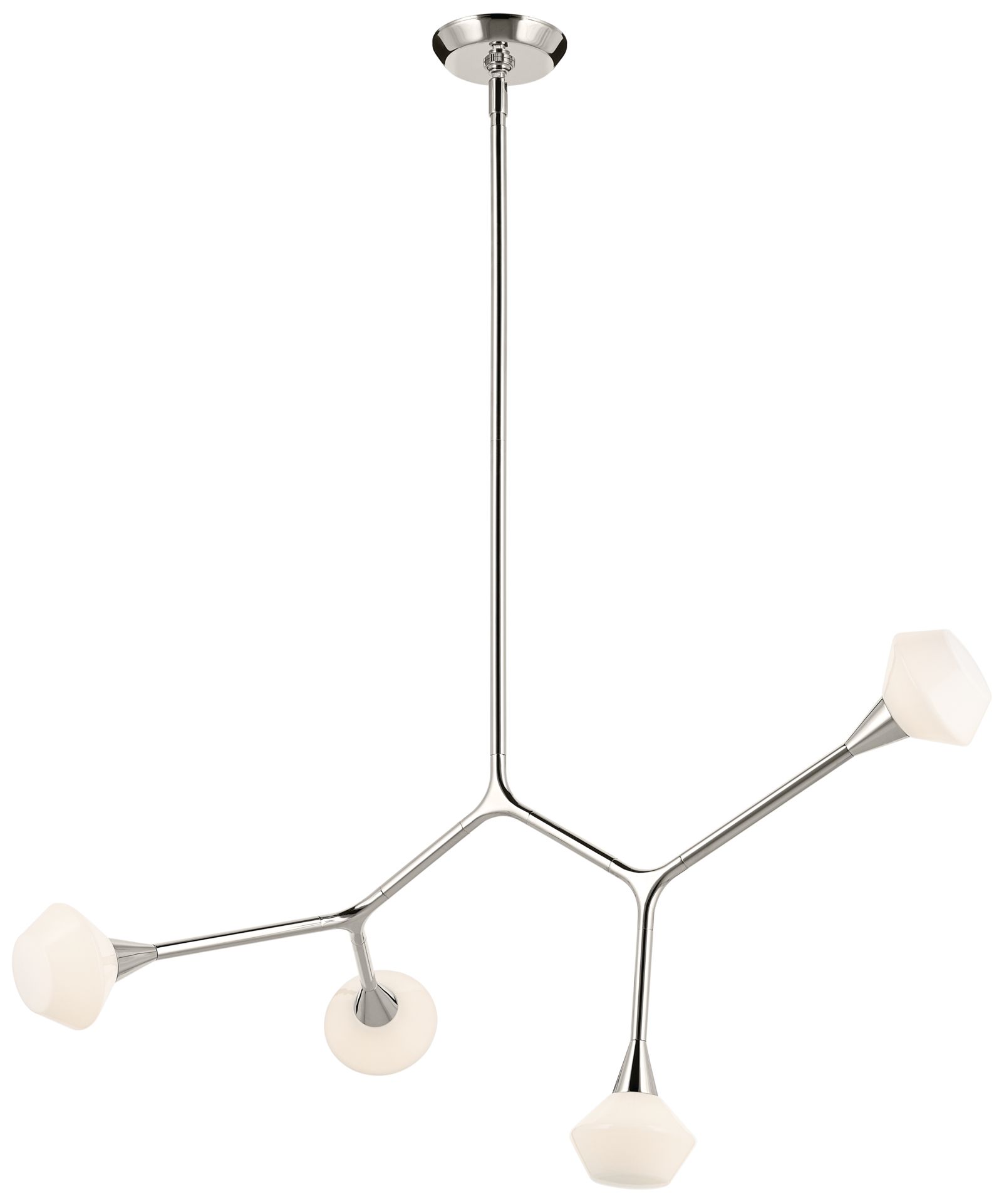 Cassius 39.5 Inch 4 Light Convertible Chandelier with Opal Glass in PN