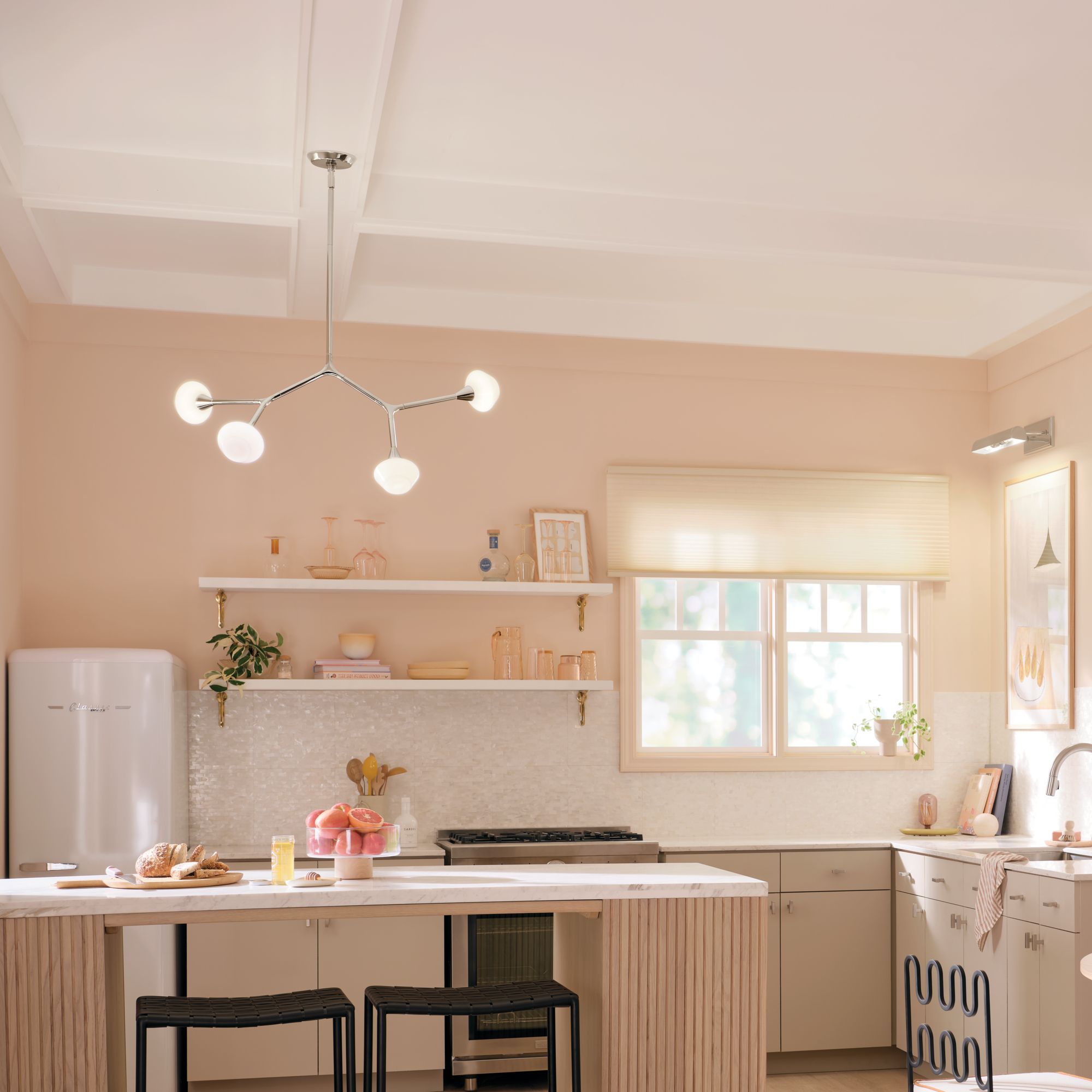 Image 2 Cassius 39.5 Inch 4 Light Convertible Chandelier with Opal Glass in PN more views