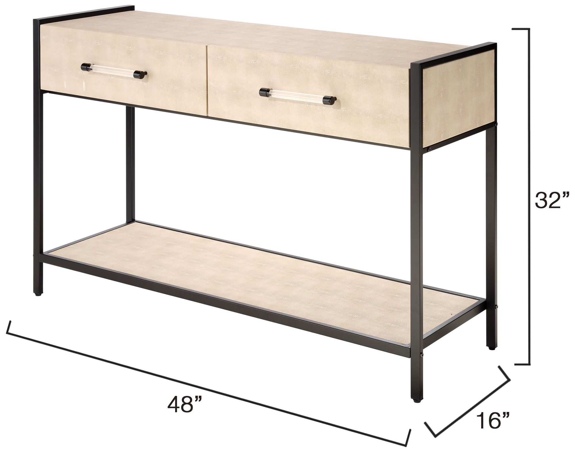Image 3 Cassius 48"W Taupe Shagreen and Black 2-Drawer Console Table more views