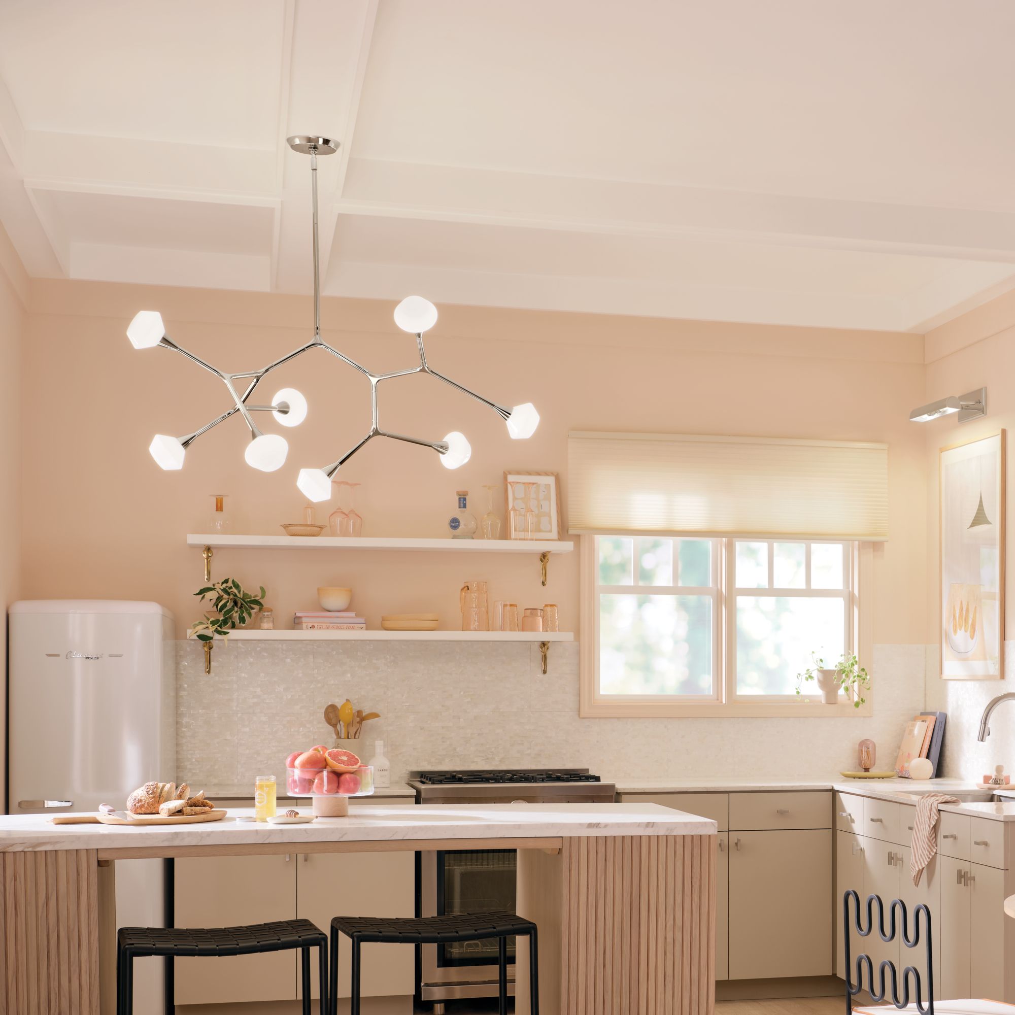 Image 2 Cassius 52.5 Inch 8 Light Convertible Chandelier with Opal Glass in PN more views