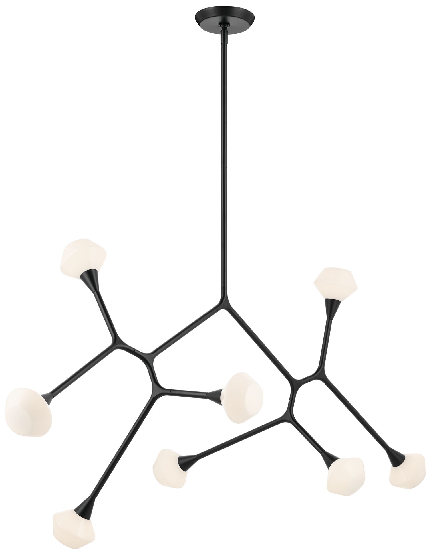 Cassius 61.25 Inch 8 Light Convertible Chandelier with Opal Glass in Black