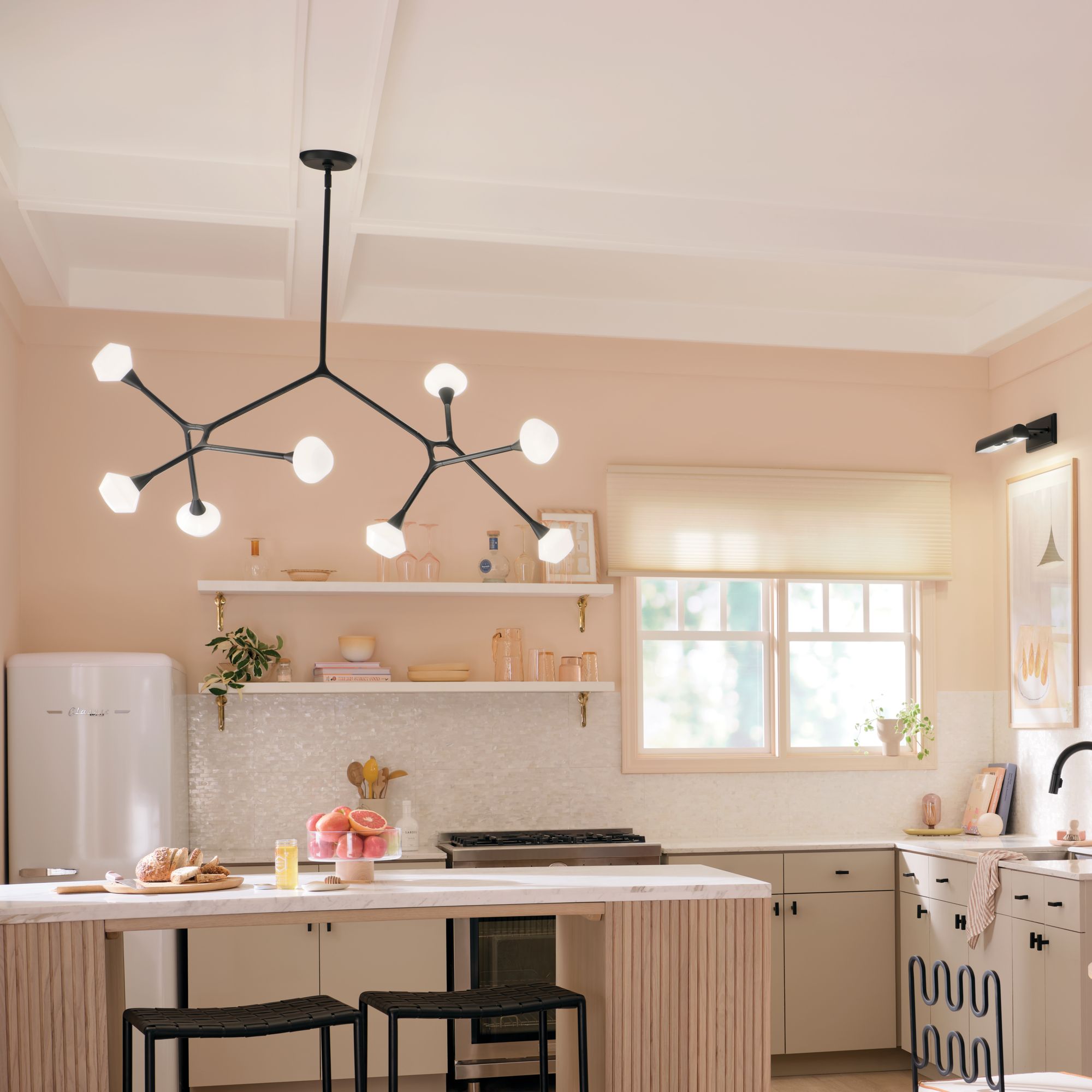 Image 2 Cassius 61.25 Inch 8 Light Convertible Chandelier with Opal Glass in Black more views