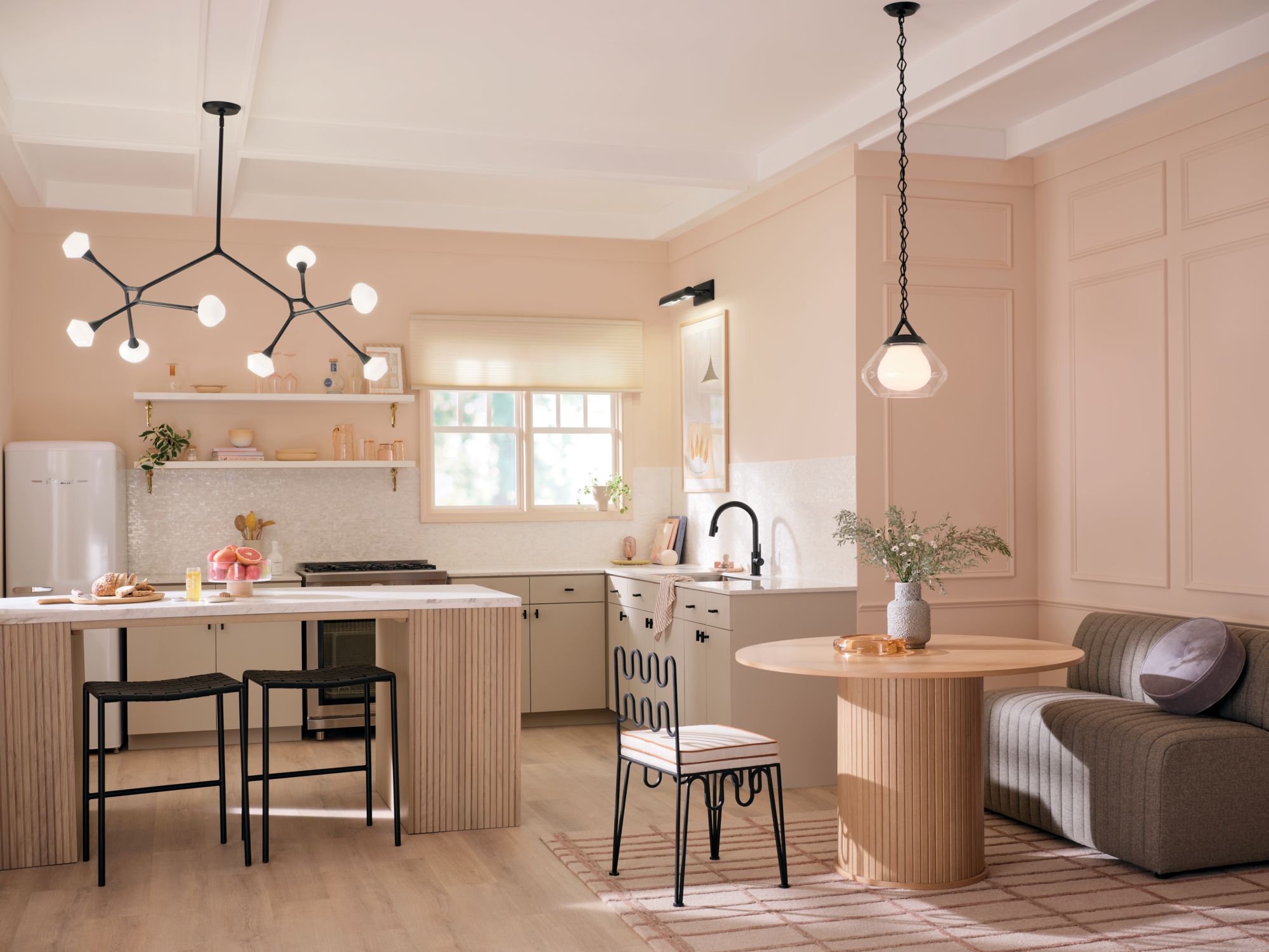 Image 3 Cassius 61.25 Inch 8 Light Convertible Chandelier with Opal Glass in Black more views