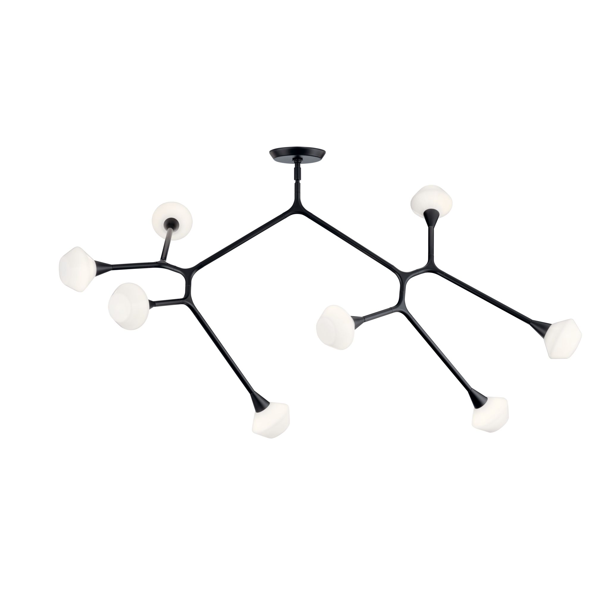 Image 4 Cassius 61.25 Inch 8 Light Convertible Chandelier with Opal Glass in Black more views