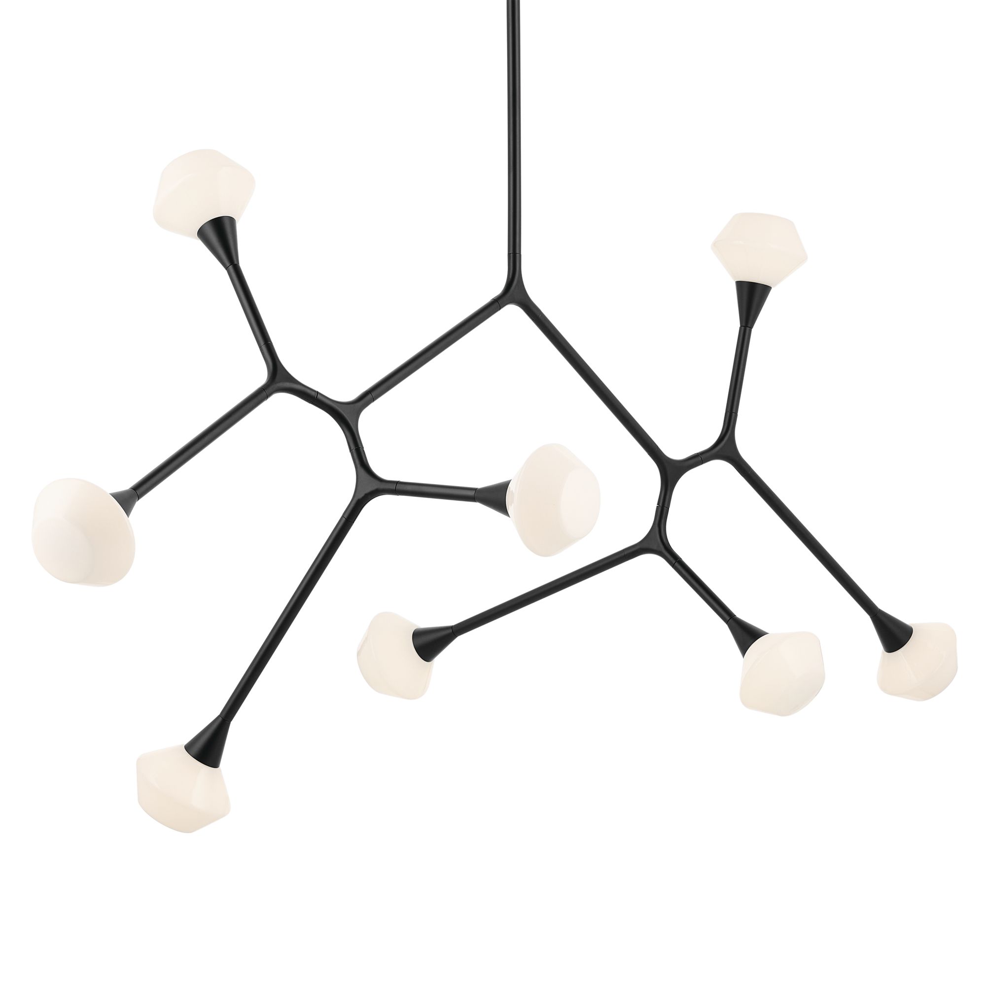 Image 6 Cassius 61.25 Inch 8 Light Convertible Chandelier with Opal Glass in Black more views