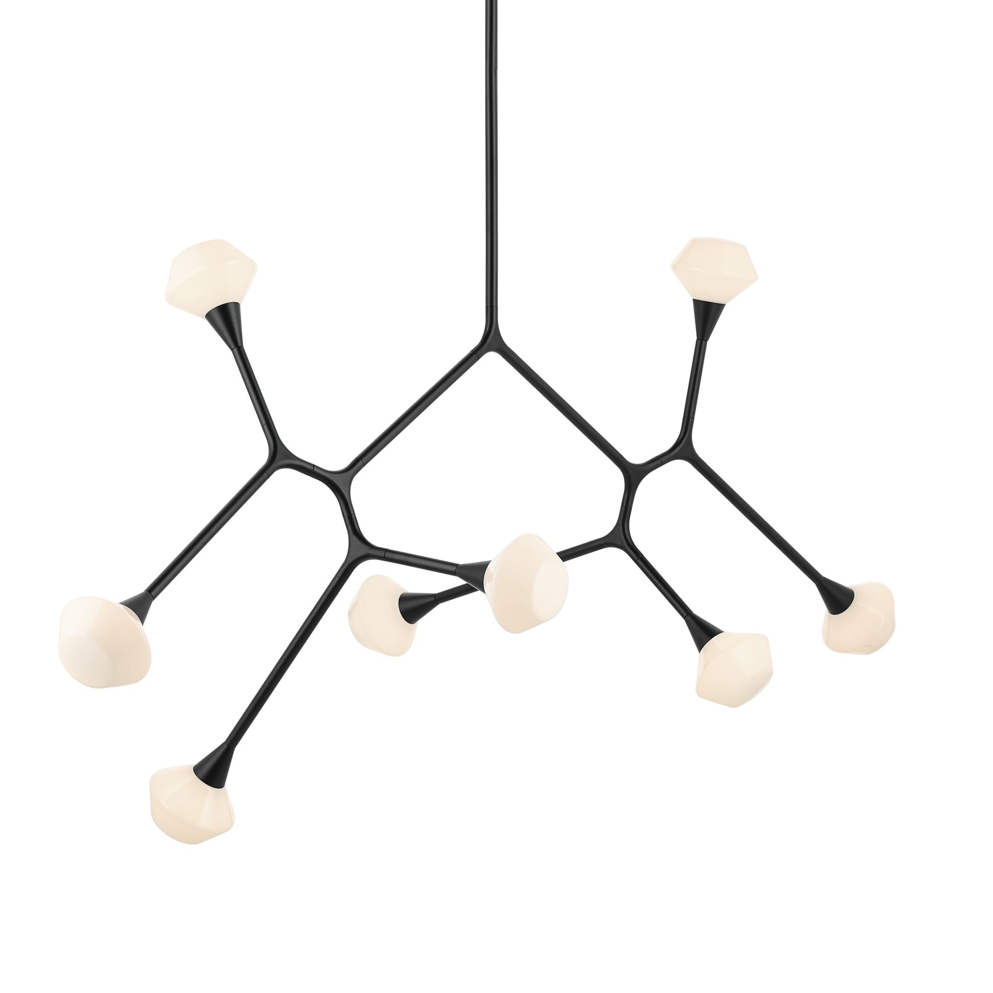 Cassius 61.25 Inch 8 Light Convertible Chandelier with Opal Glass in Black