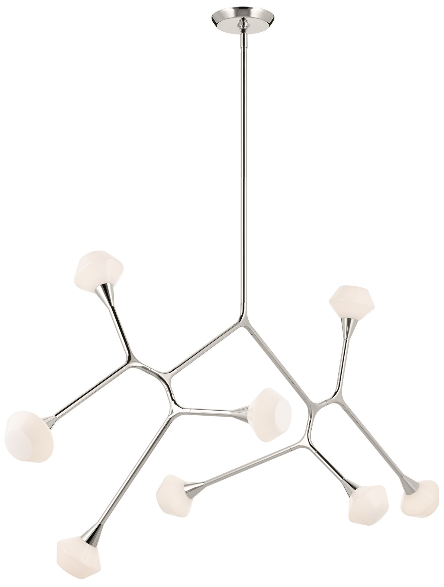 Cassius 61.25 Inch 8 Light Convertible Chandelier with Opal Glass in PN