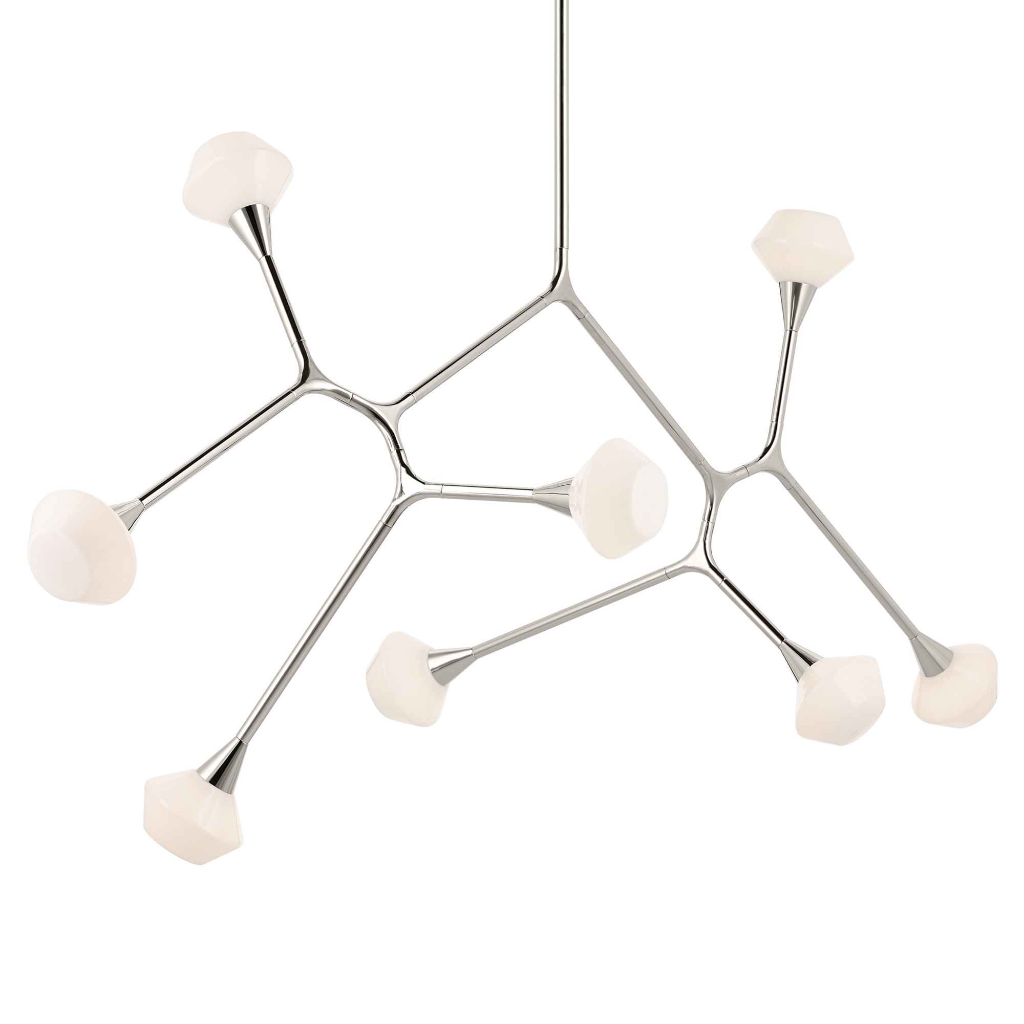 Cassius 61.25 Inch 8 Light Convertible Chandelier with Opal Glass in PN