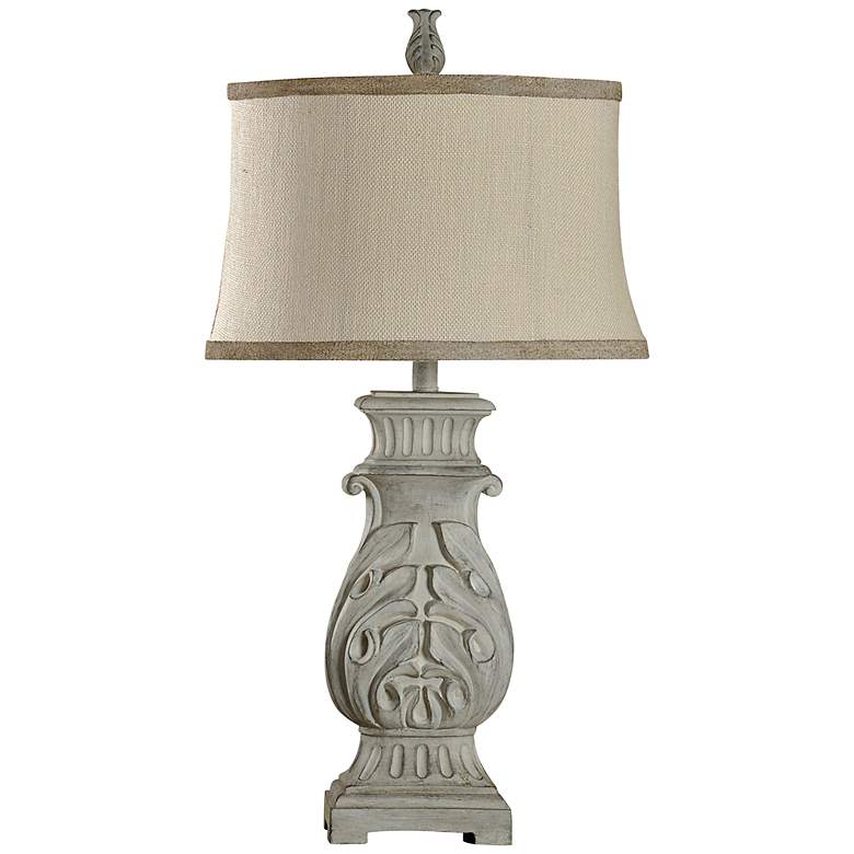 Image 1 Cassopolis Hand-Carved Distressed Gray Table Lamp