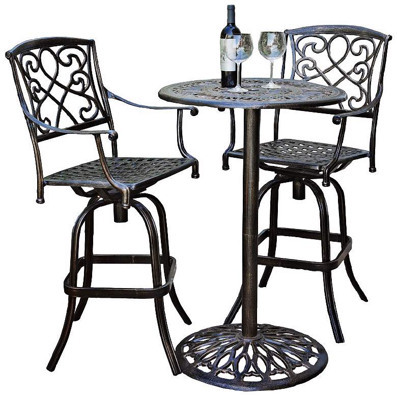 Image 1 Cast Aluminum Outdoor Bar Stool and Table Set