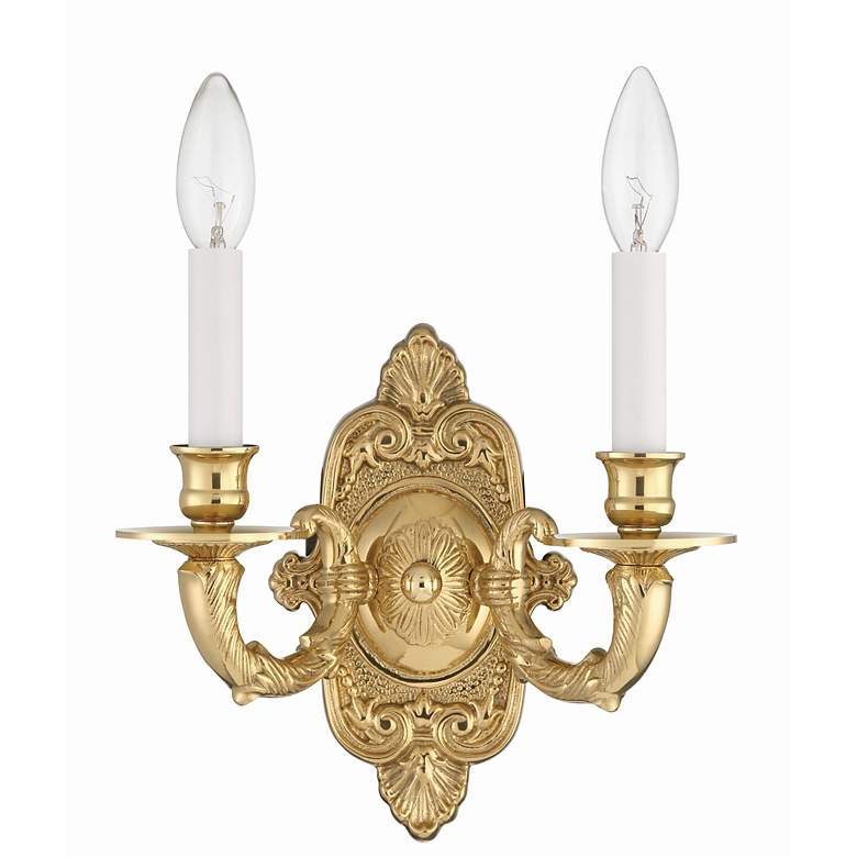 Image 2 Cast Brass Wall Mount 9 1/2 inch High 2-Light Wall Sconce more views