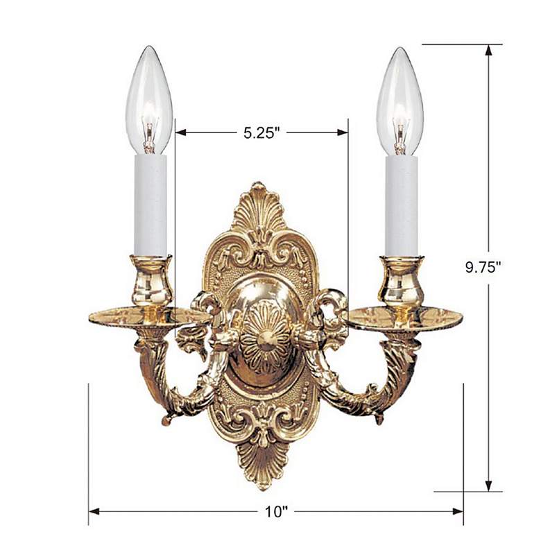 Image 7 Cast Brass Wall Mount 9 1/2" High 2-Light Wall Sconce more views