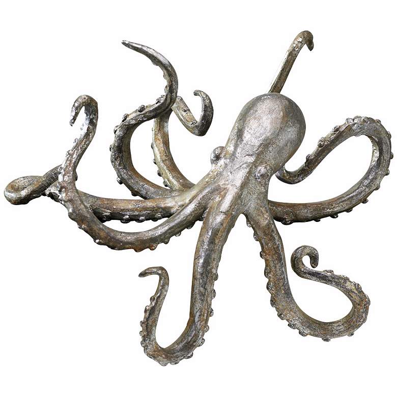 Image 1 Cast Iron 7 1/2 inch Wide Octopus Decorative Shelf Sculpture