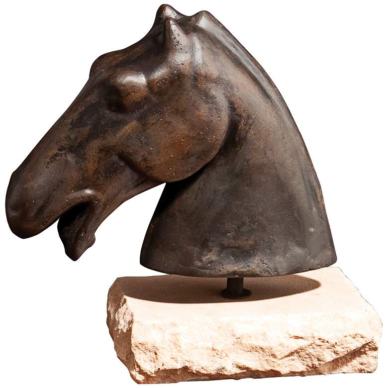 Image 1 Cast Iron Horse Head 11 1/2" Wide Decorative Sculpture