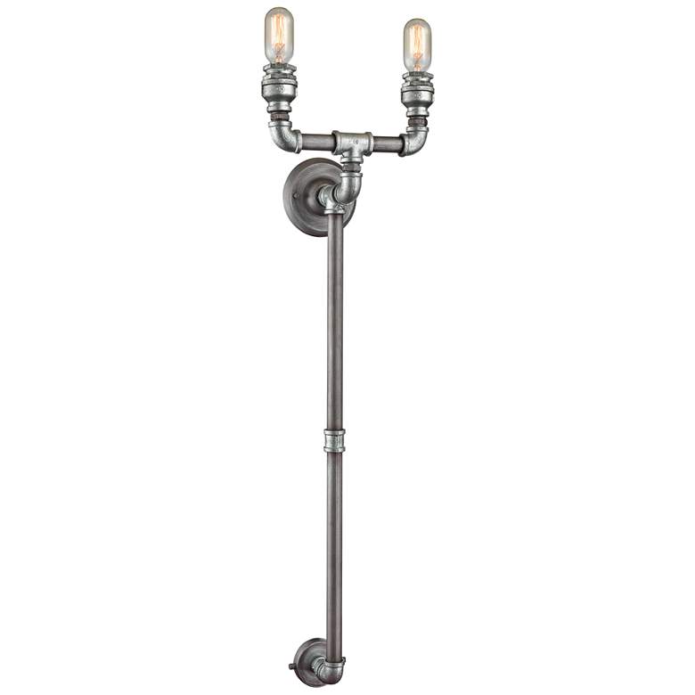 Image 1 Cast Iron Pipe 40" High Weathered Zinc Wall Sconce