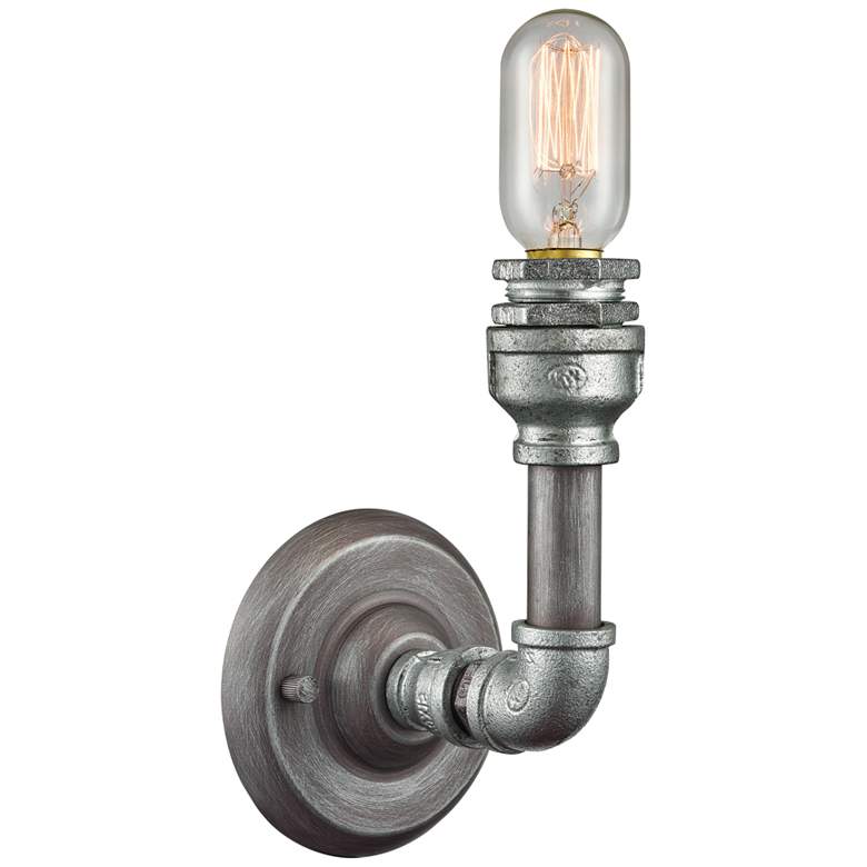 Image 1 Cast Iron Pipe 8 inch High Weathered Zinc 1-Light Wall Sconce