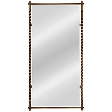 Cast Metal Framed Tall Wall Mirror, Antique Brass Finish