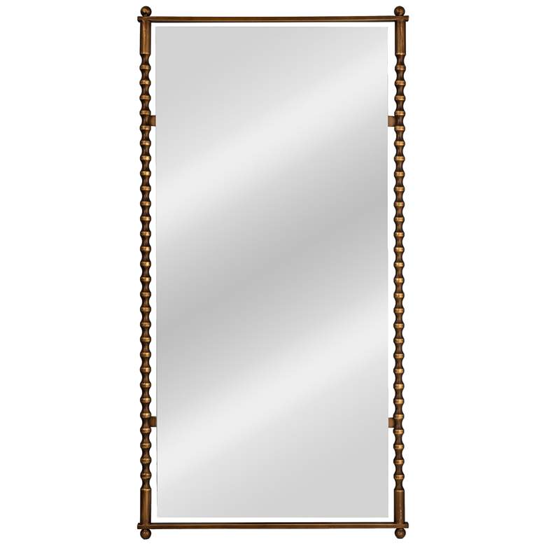 Image 1 Cast Metal Framed Tall Wall Mirror, Antique Brass Finish