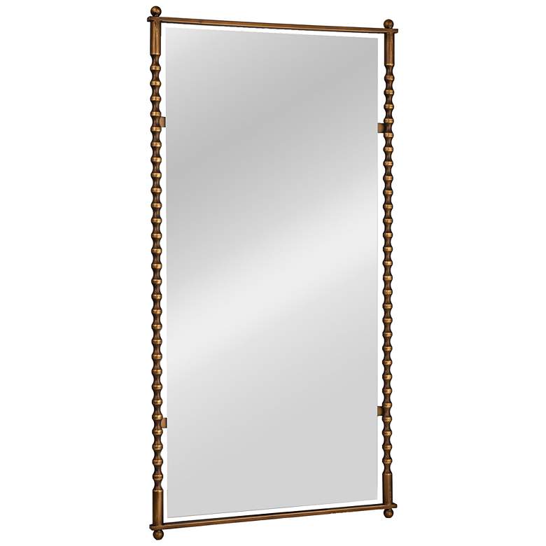 Image 2 Cast Metal Framed Tall Wall Mirror, Antique Brass Finish more views