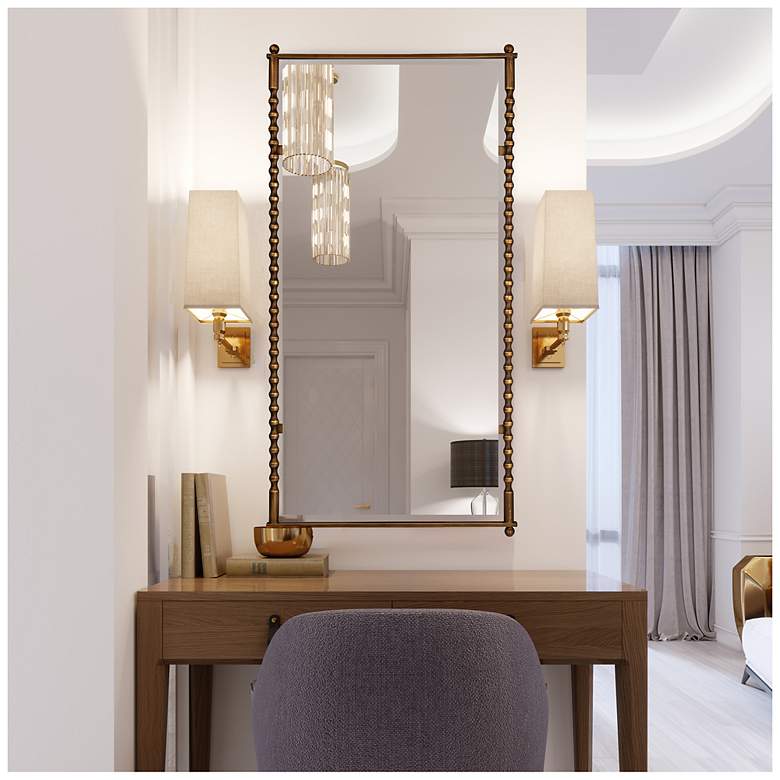 Image 3 Cast Metal Framed Tall Wall Mirror, Antique Brass Finish more views