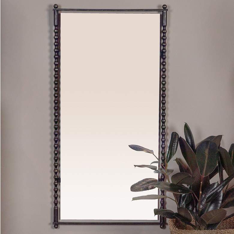 Image 1 Cast Metal Framed Tall Wall Mirror, Black