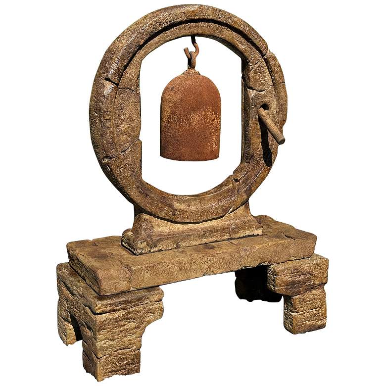 Image 1 Cast Stone Circle 39 1/2" High Relic Lava Asian Garden Gong Accent