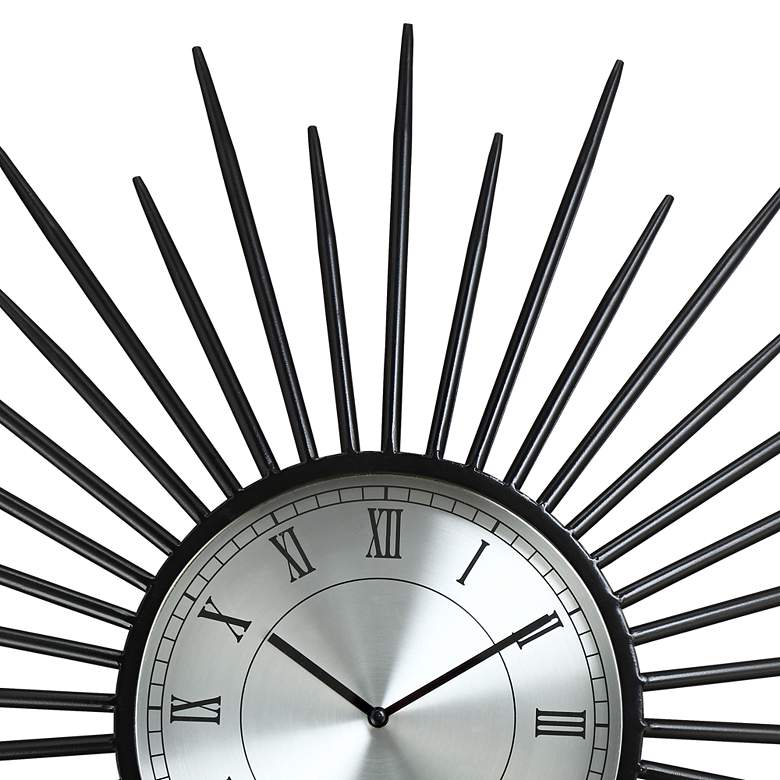 Image 3 Castallia Black 28 inch Round Metal Sunburst Wall Clock more views