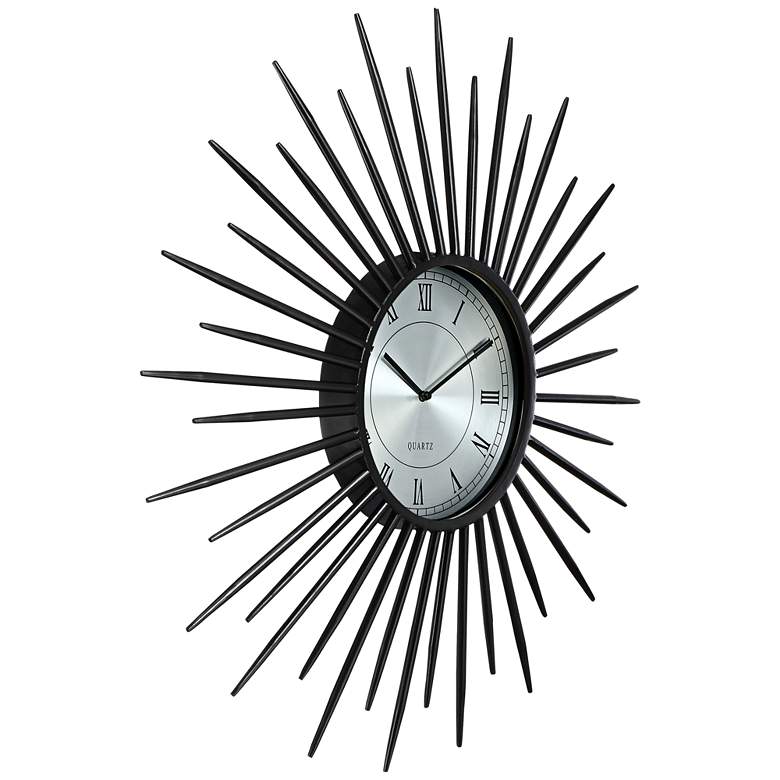 Image 4 Castallia Black 28 inch Round Metal Sunburst Wall Clock more views