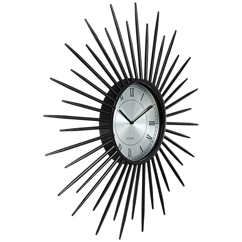 Image 4 Castallia Black 28" Round Metal Sunburst Wall Clock more views