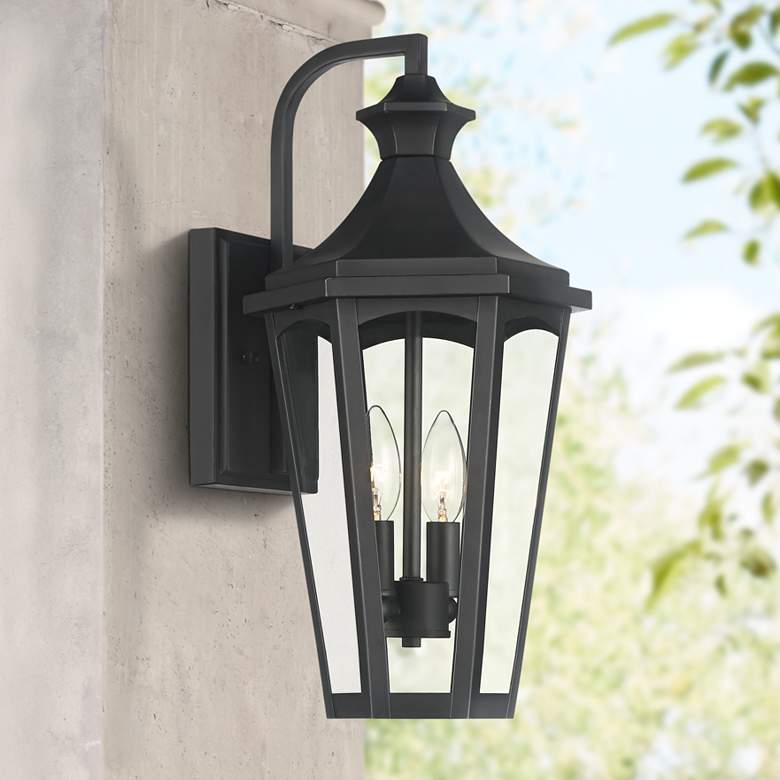 Image 1 Castella 17 1/2" High Matte Black Traditional Outdoor Wall Light