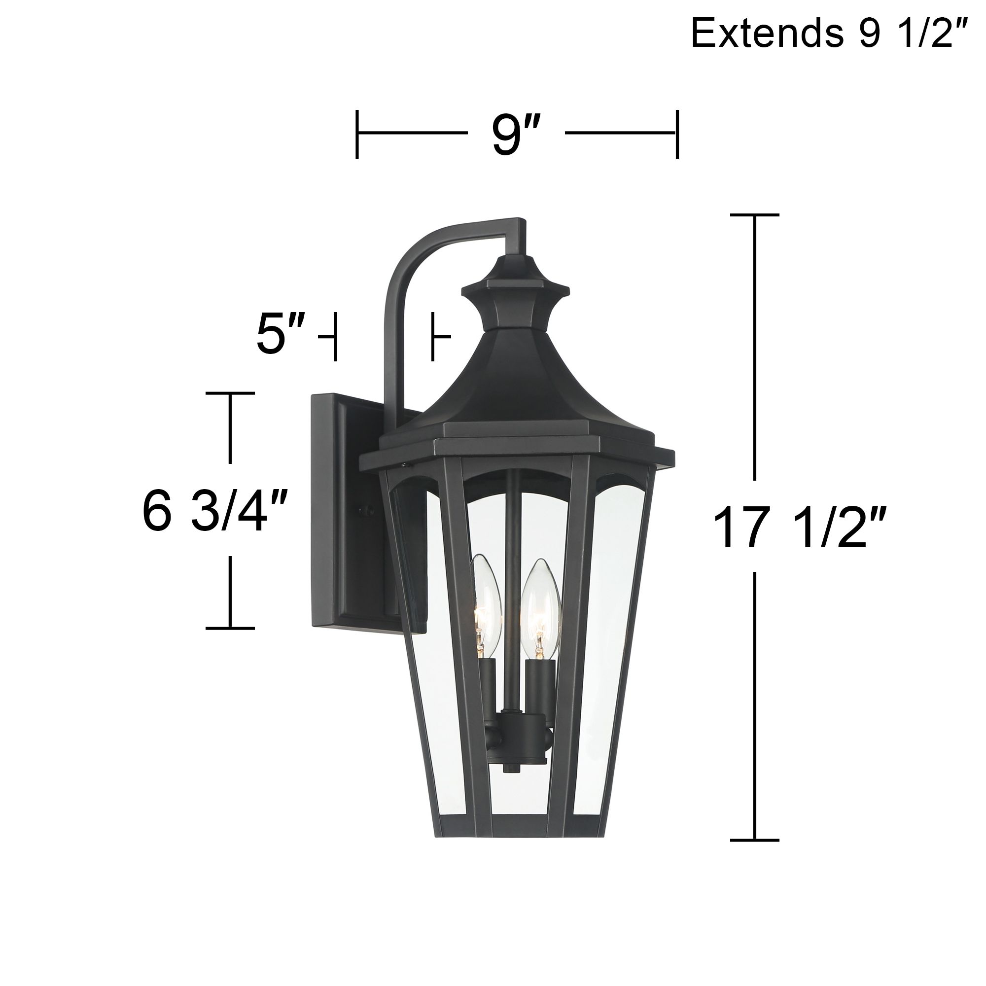 Castella 17 1/2" High Matte Black Traditional Outdoor Wall Light