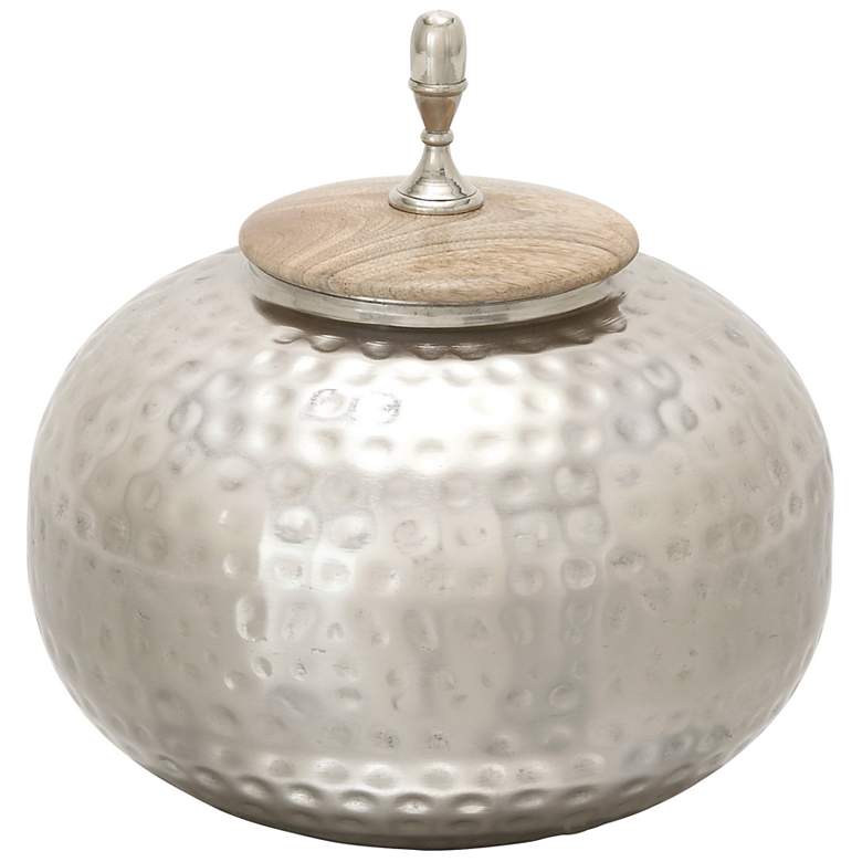 Image 1 Castiel 12" High Aluminum and Wood Large Decorative Jar